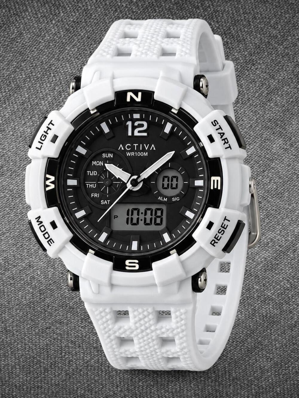 Activa White Analog Digital Sport Watch WR 3BAR